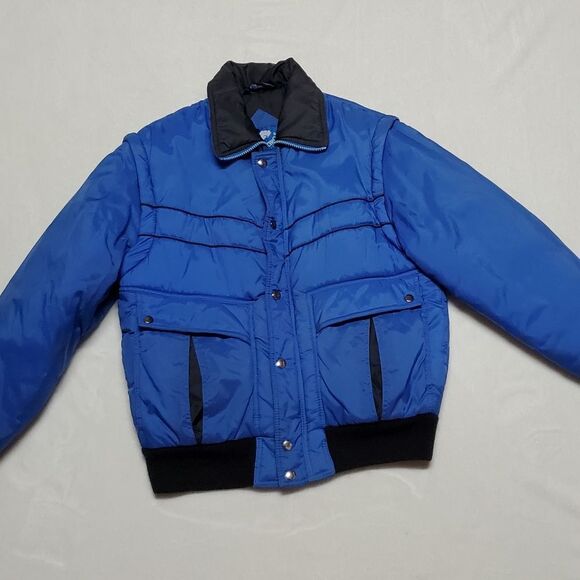 Vintage Other - Vintage 1980s Arctic Blue Full-zip Removable Sleeve Puffer Snow Ski Jacket M